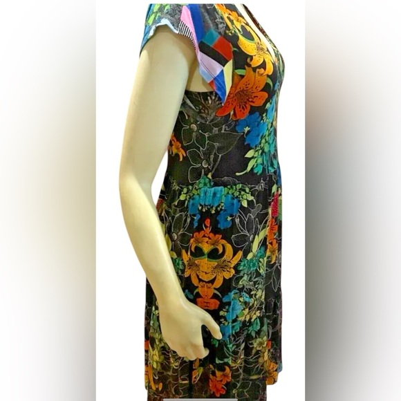 Johnny Was Nero Sequence Tiered Tea Length Dress Size XS NWT - Picture 2 of 5